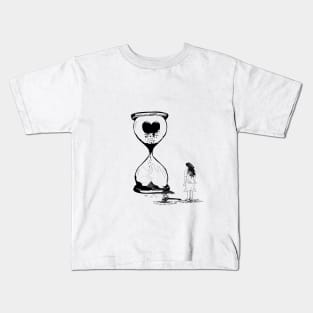 The sad girl using hammer smashing the love hourglass Kids T-Shirt